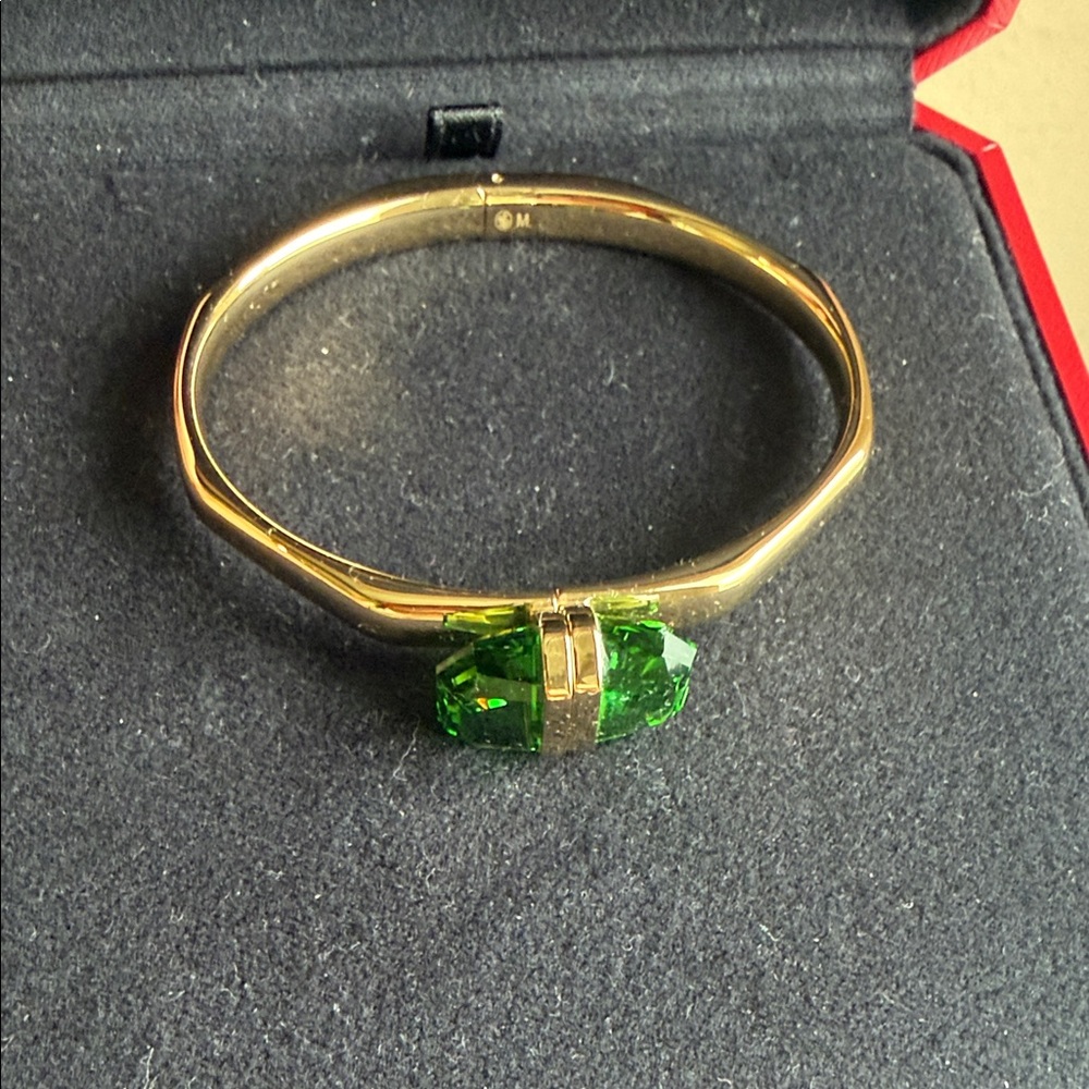 Swarovski Elegant Gold Bracelet with Green Crystal
